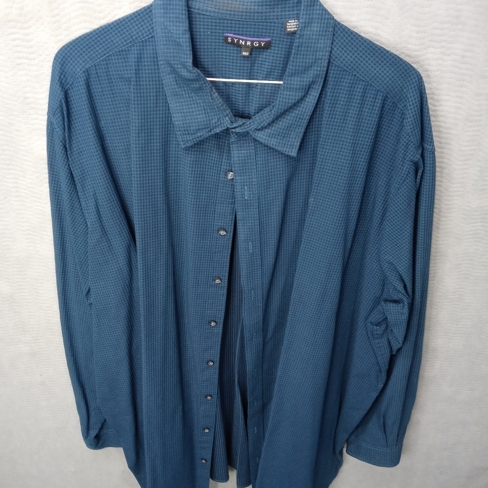 Synrgy men's 4XLT long sleeve 100% cotton blue sol